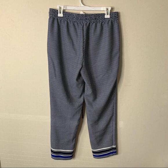 JCrew Factory Drapey Drawstring Pull On Pants Blue Patterned - Picture 5 of 6